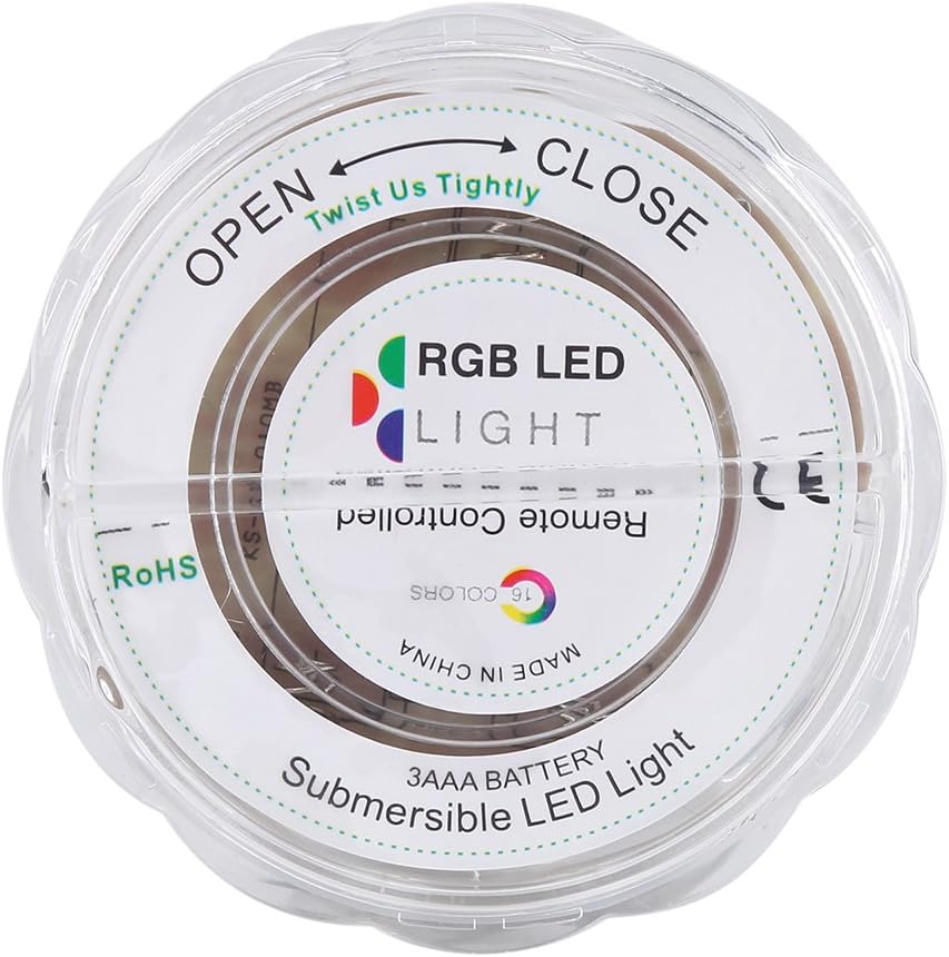 Luces LED sumergibles, LED a prueba de agua que cambia la luz subacuática del té electrónico Lámpara de luz redonda con control remoto para el tanque de peces de acuario Jardín Pool Pond Party