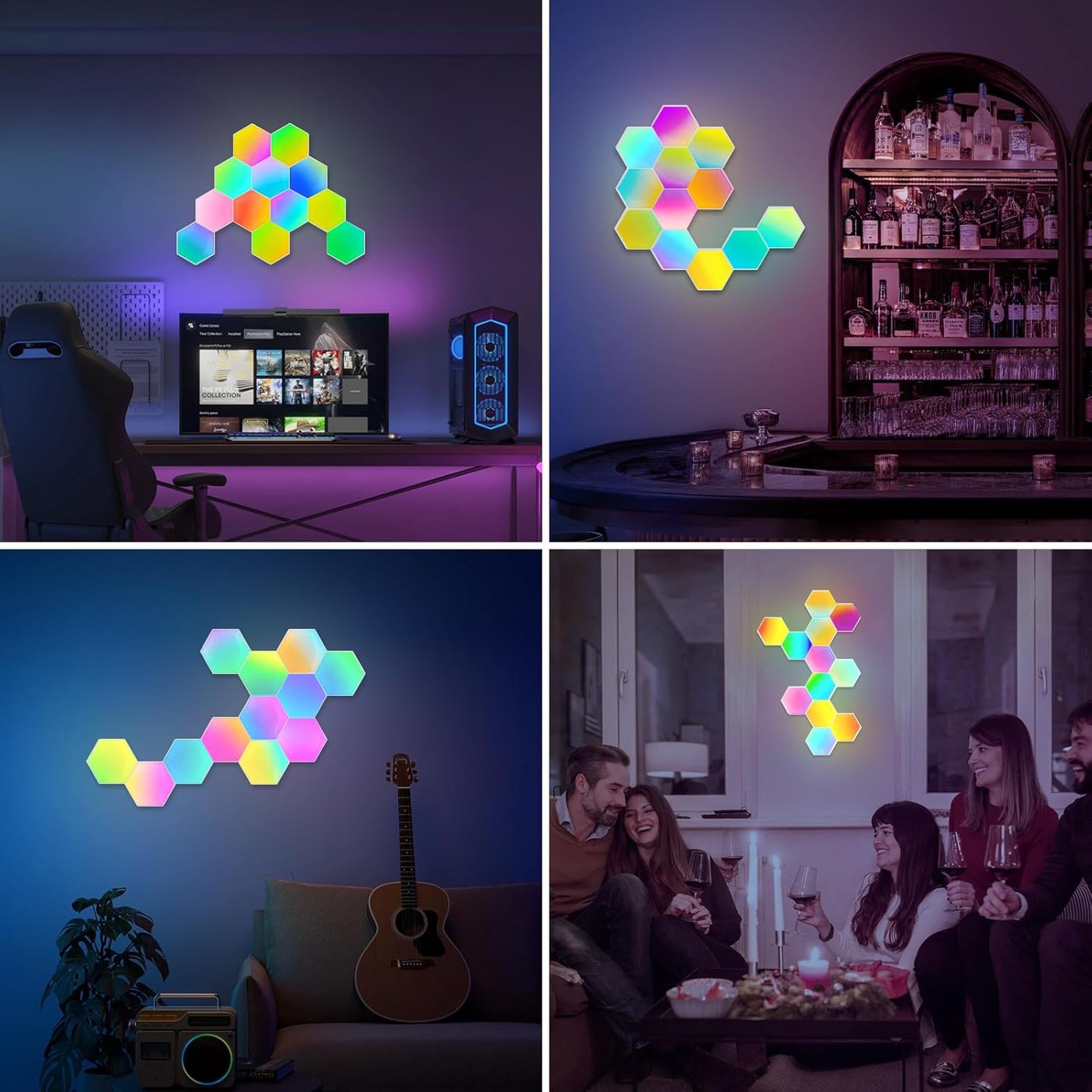 LED Hexagon 12 Pack, luz de pared modular, con Alexa y Google Assistant