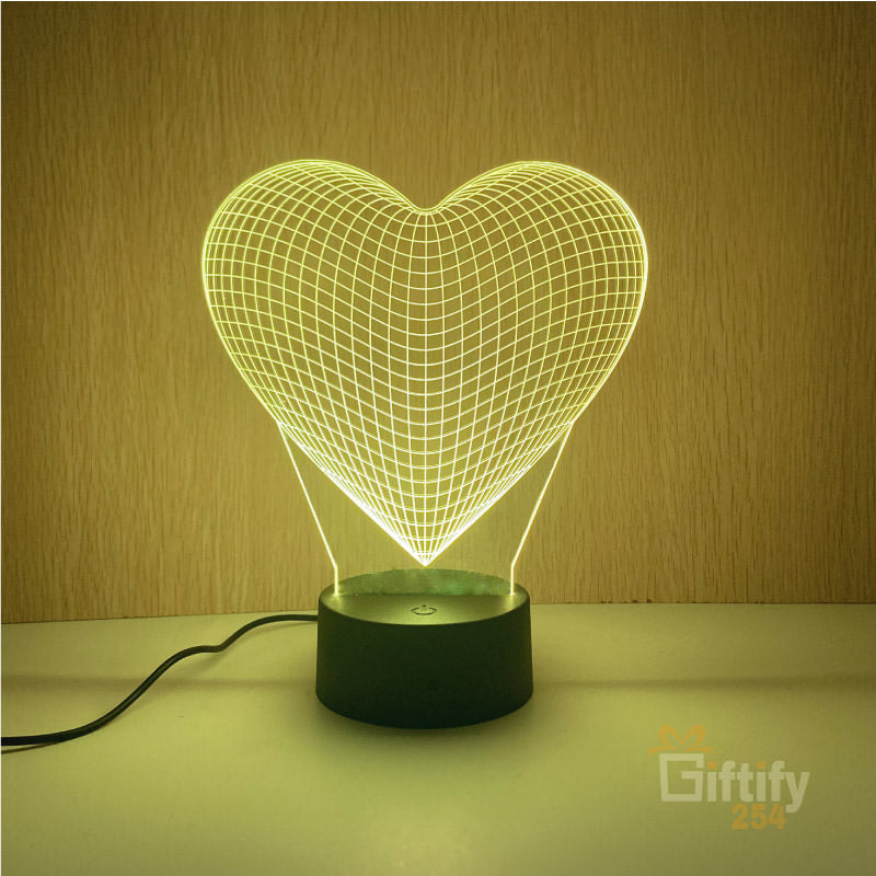 Lámpara 3D de Ilusión óptica con forma de corazón
