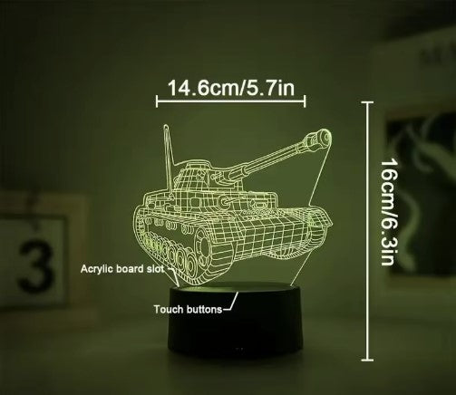 Lámpara 3D de Ilusión óptica con forma de tanque