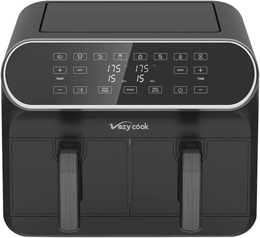 Freidora Aire Doble Cestas - Freidora de Aire 8L 1700W - Air Fryer con 6 Programas 2 Cestillos Temperatura Dual Cesta Antiadherente sin BPA PFOA, Pantalla Tactil (4L x 4L)