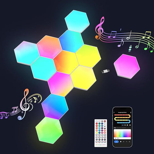 LED Hexagon 12 Pack, luz de pared modular, con Alexa y Google Assistant