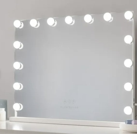 Espejo Maquillaje con Luz 58x46x12 cm Espejo Led 15 Bombillas Espejo de Pared Tocador con Luz 3 Modos